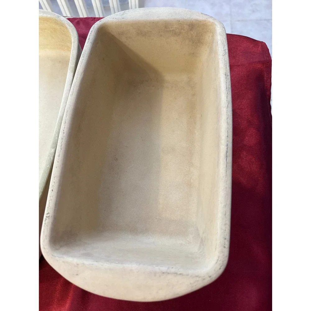 Pampered Chef Stoneware Set Rectangular Baker 0913 and Loaf Pan 076 USA Made